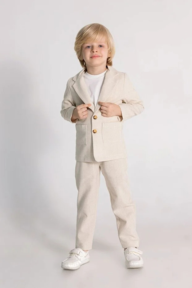 Keten Tısortlu Ceketlı Takım